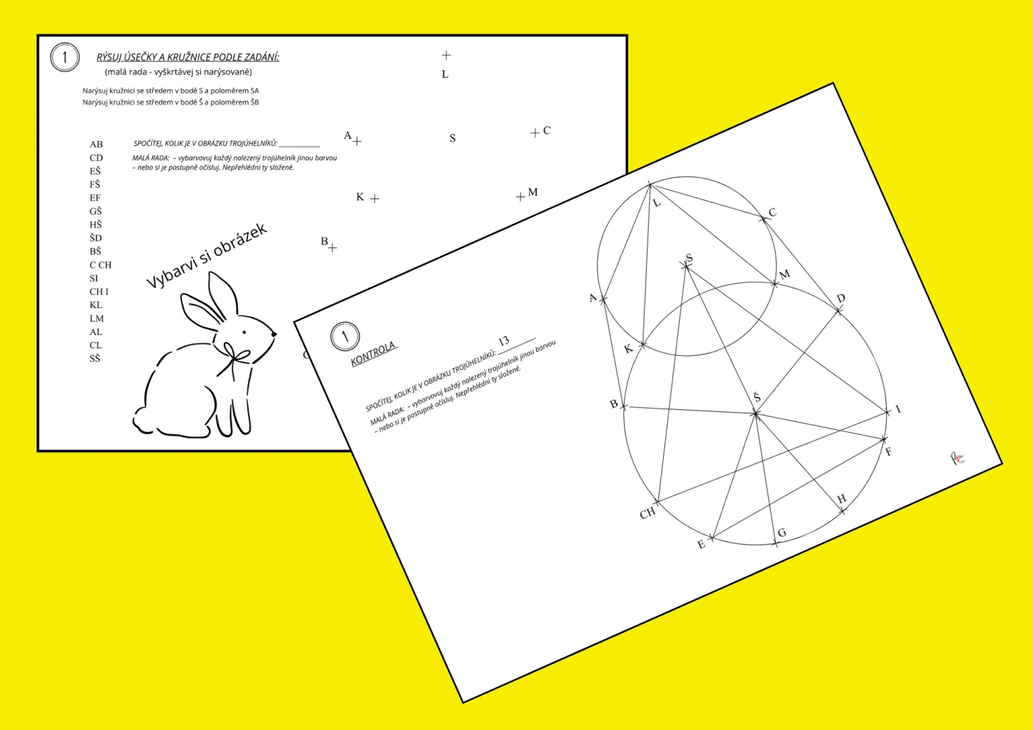 RÝSOVÁNÍ ÚSEČEK A KRUŽNIC  - TÉMA VELIKONOCE – náhled 2