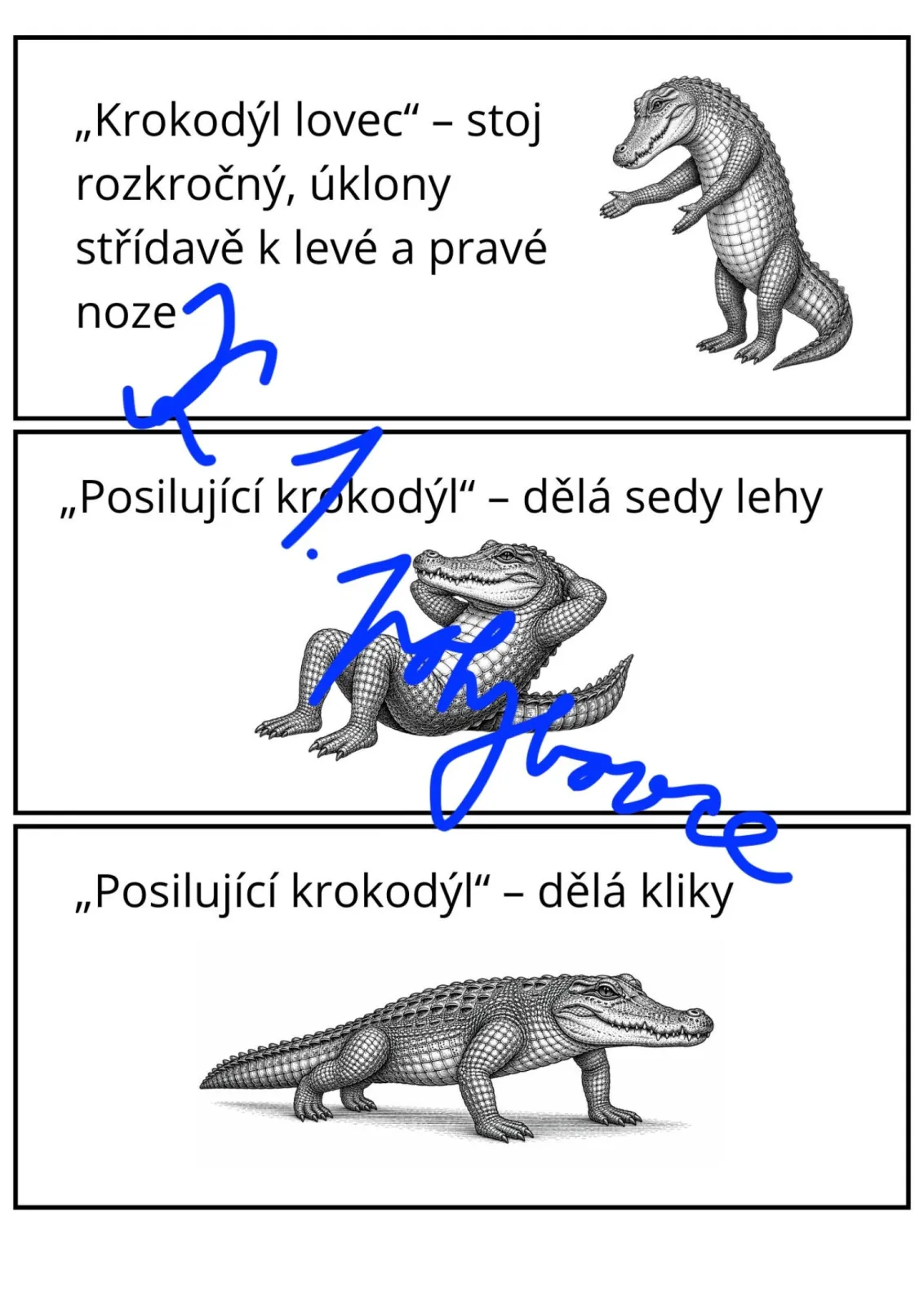 Tělesná výchova - KROKODÝLÍ TĚLOCVIK - vhodné před návštěvou ZOO – náhled 3