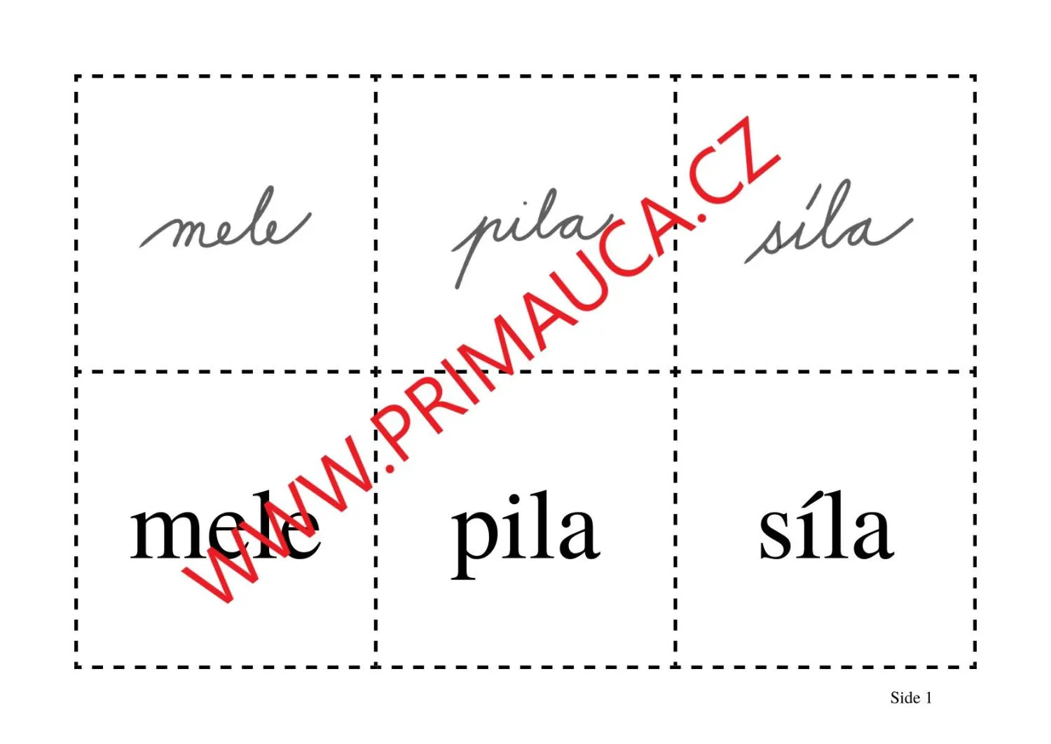 PEXESO k procvičení čtení dvouslabičných slov z psacích písmenek - MALESOPUIY – náhled 3