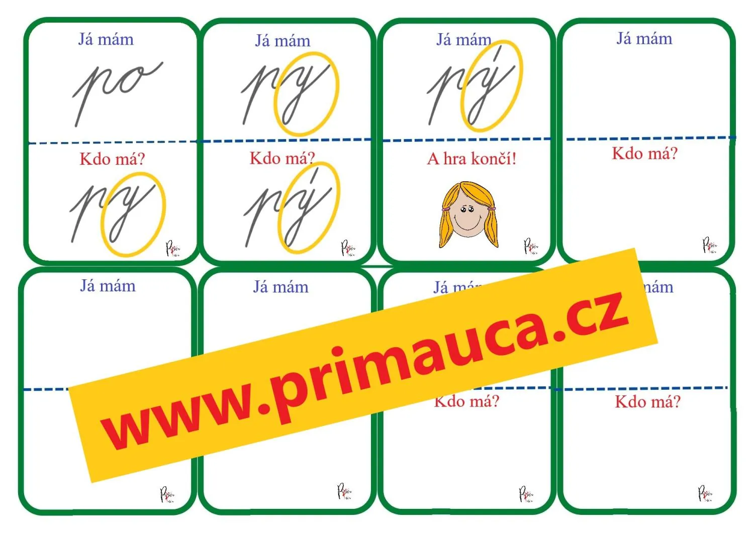 KARTY JÁ MÁM, KDO MÁ. PROCVIČOVÁNÍ ČTENÍ PSANÉHO PÍSMA malesopuiy – náhled 2