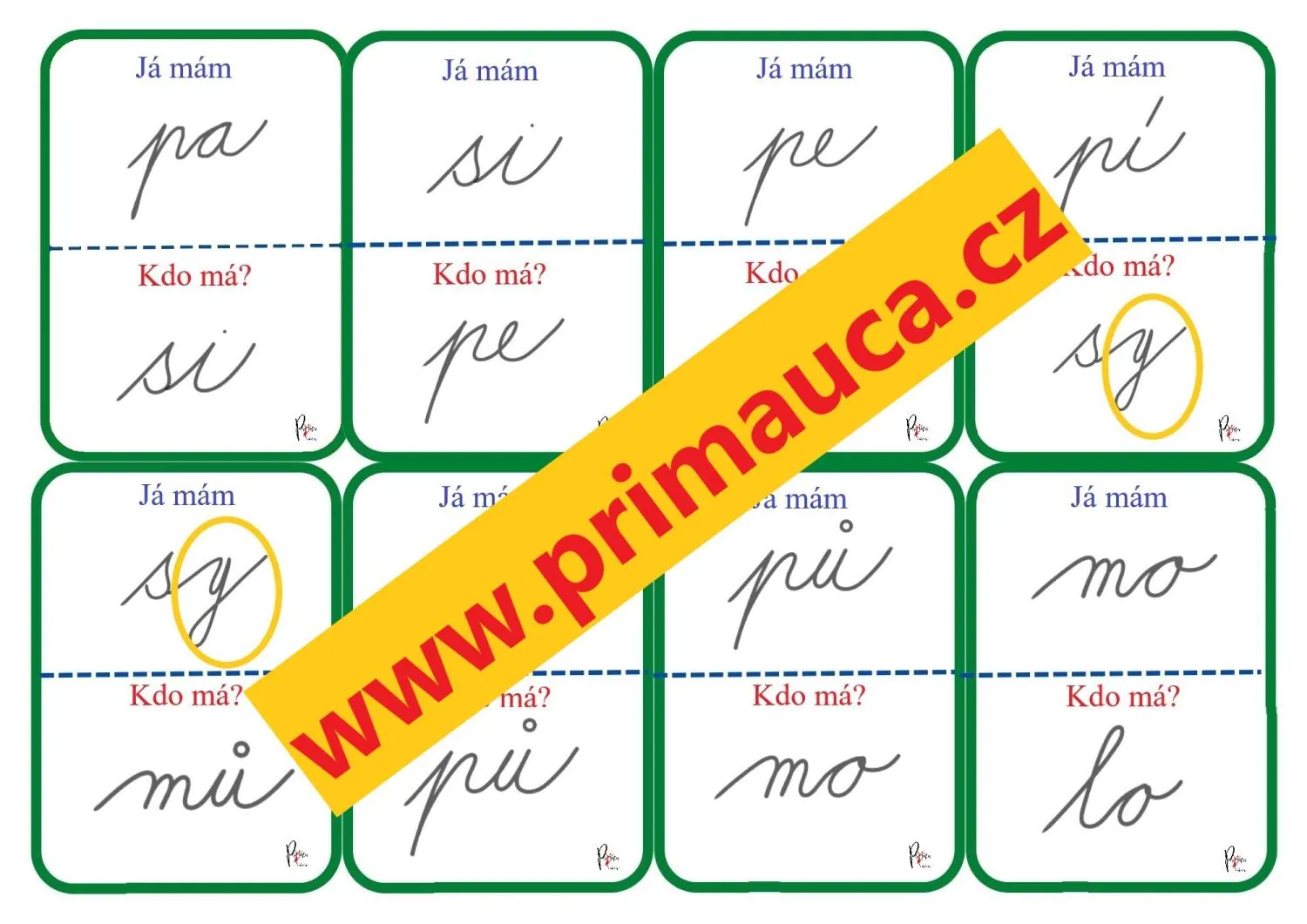 KARTY JÁ MÁM, KDO MÁ. PROCVIČOVÁNÍ ČTENÍ PSANÉHO PÍSMA malesopuiy – náhled 3