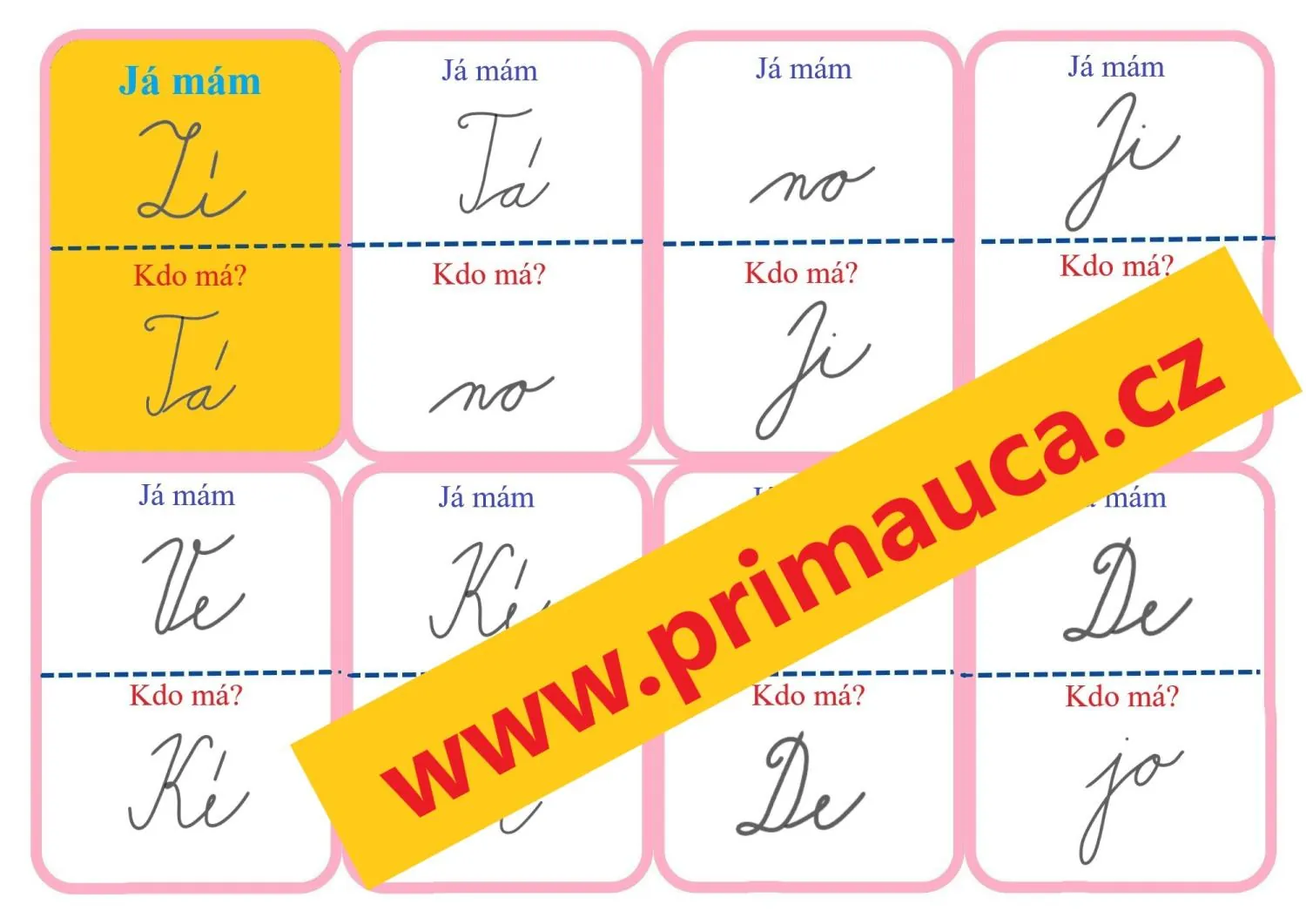 PROCVIČOVÁNÍ ČTENÍ PSANÉHO PÍSMA HROU - Já mám, kdo má? - jtnvzdkšr – náhled 3