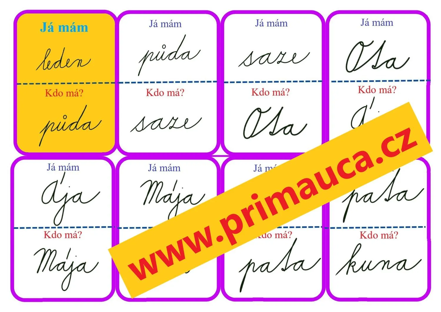 PROCVIČOVÁNÍ ČTENÍ PSANÉHO PÍSMA HROU - Já mám, kdo má? - jtnvzdkšr – náhled 5