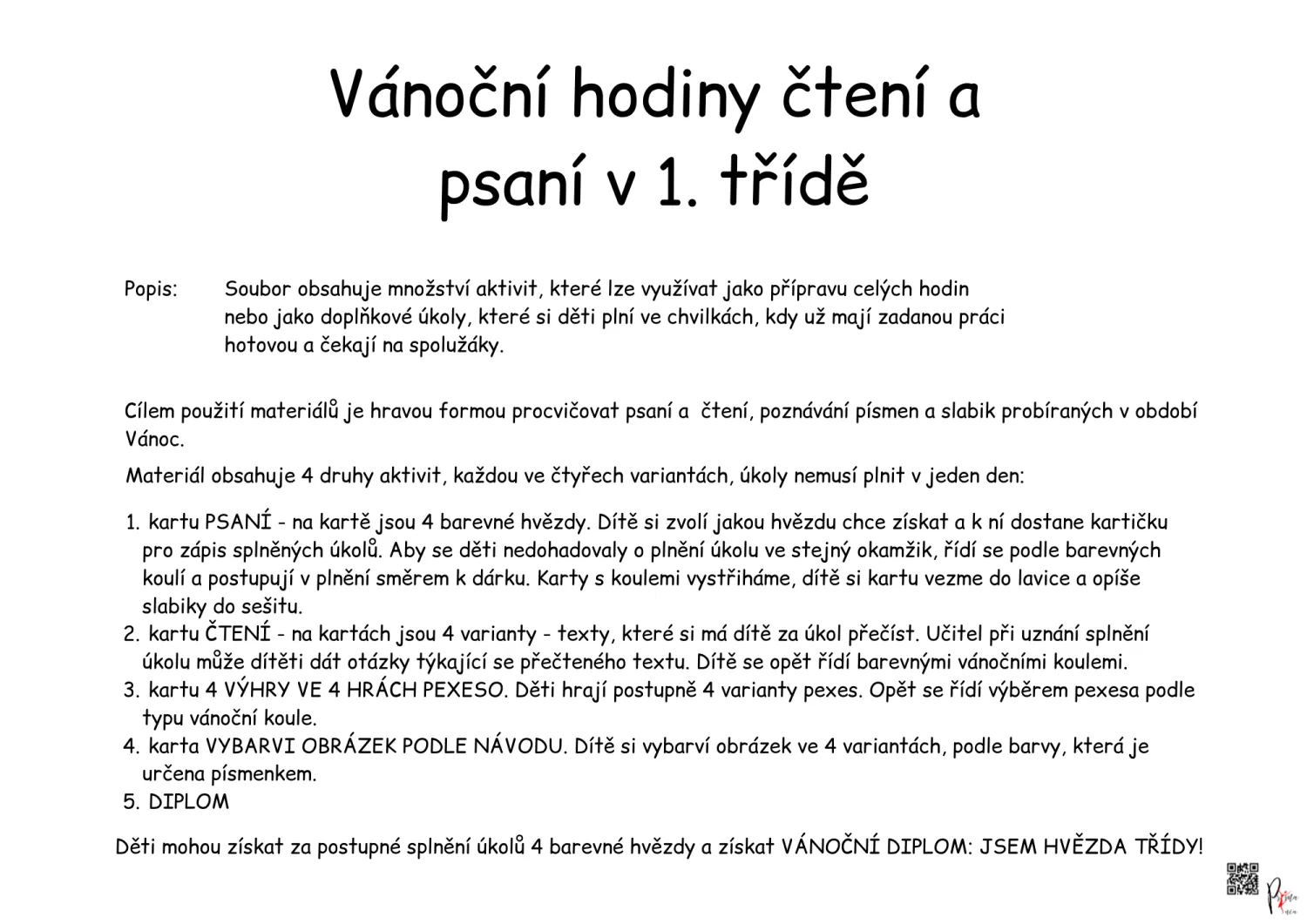 SPOUSTA VÁNOČNÍCH ÚKOLŮ ZE ČTENÍ A PSANÍ PRO VYUŽITÍ NA CELÝ TÝDEN – náhled 2