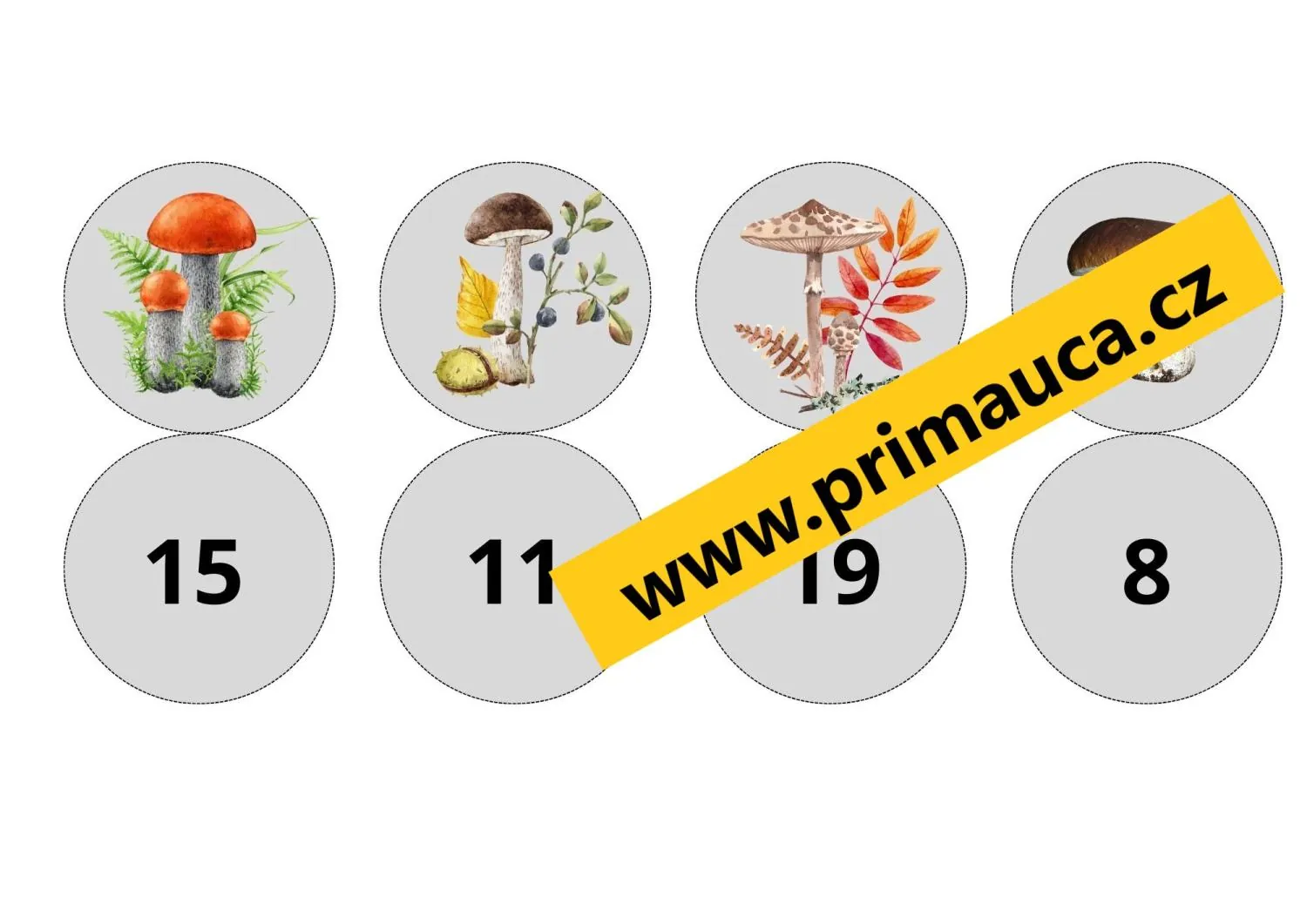 Matematické sčítací pyramidy  do 20 + učíme se poznat HOUBY – náhled 4