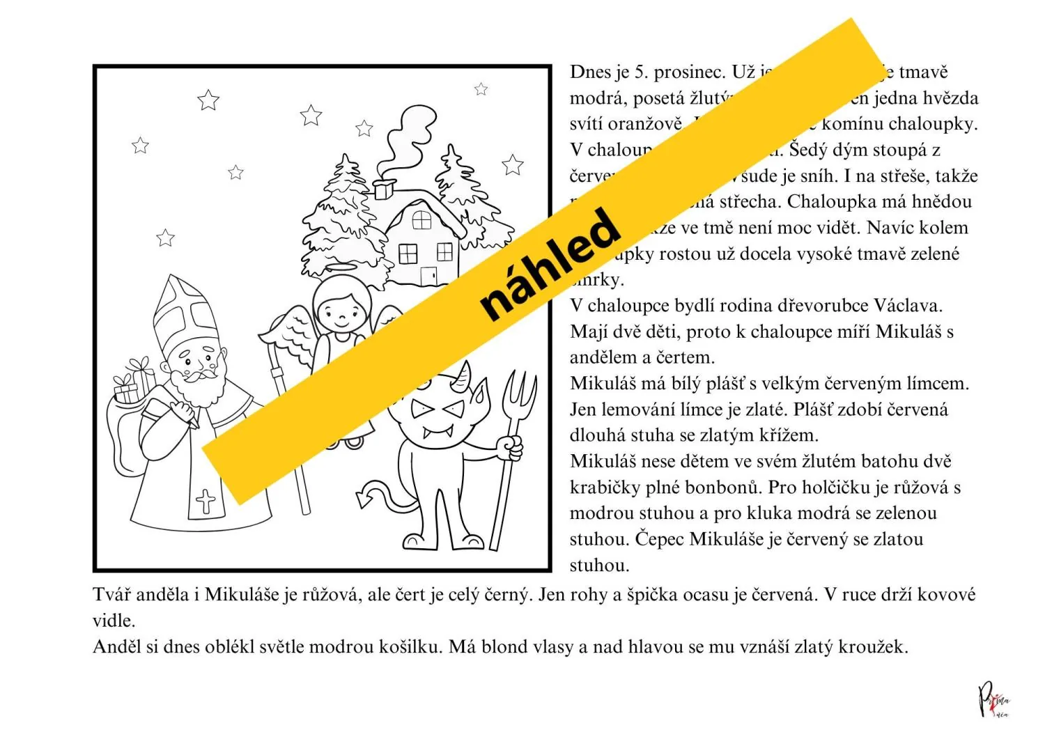 MIKULÁŠ - ČTENÍ S POROZUMĚNÍM S OMALOVÁNKY - Přečti si pozorně a vybarvuj! – náhled 2