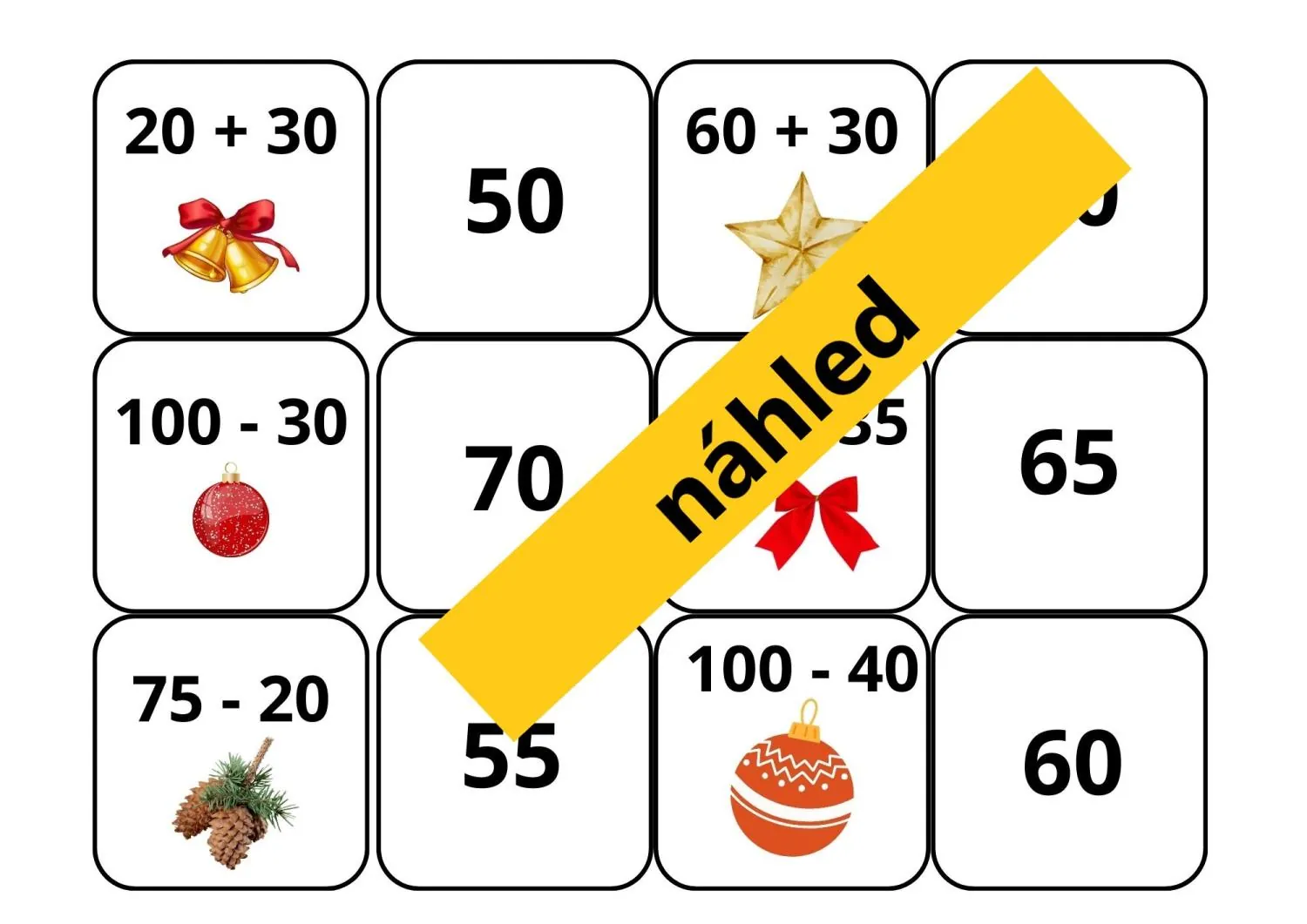 Vánoční matematika - rozcvička na začátek hodiny – náhled 3