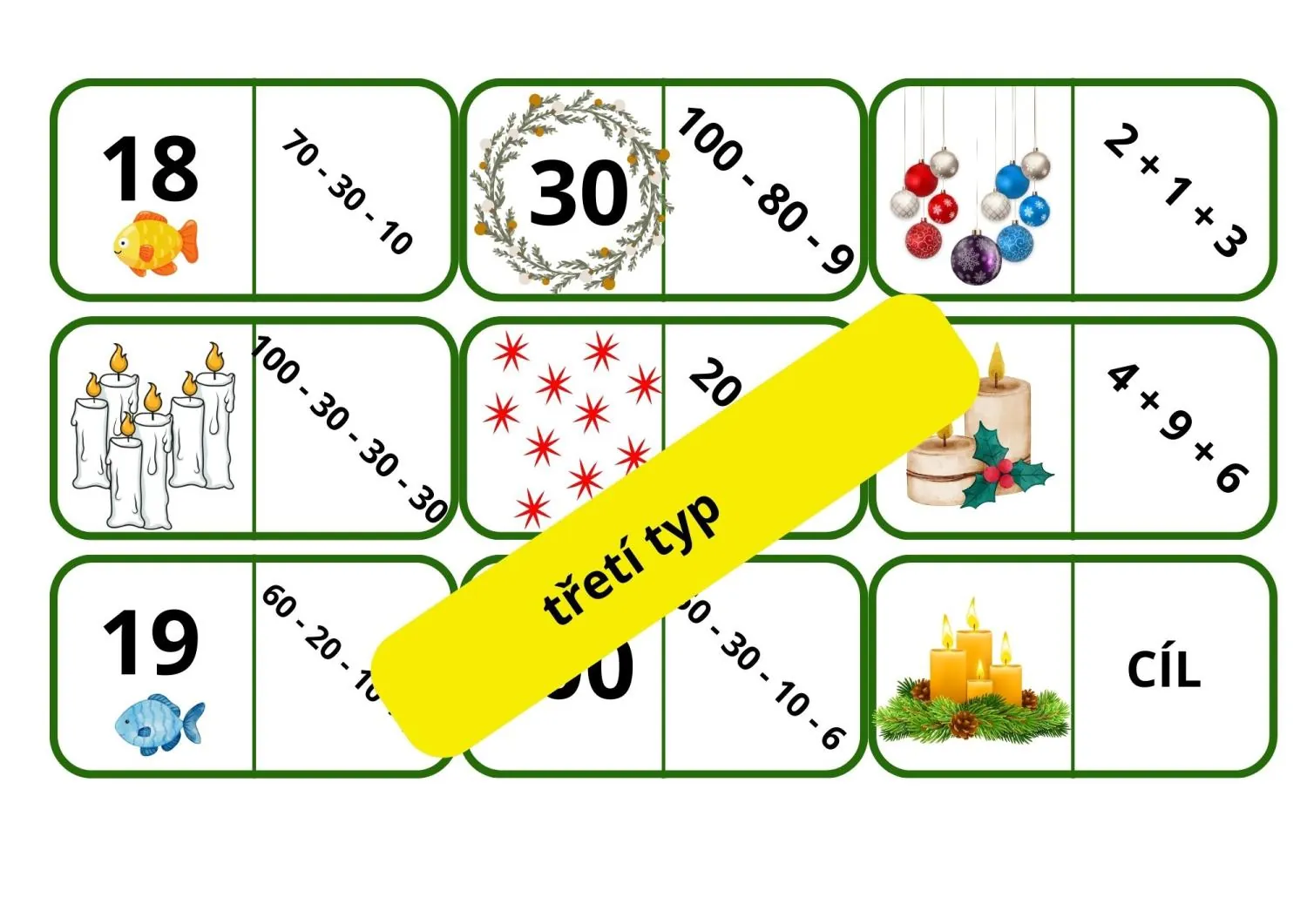 VÁNOČNÍ MATEMATICKÁ DOMINA - 3 sady – náhled 5