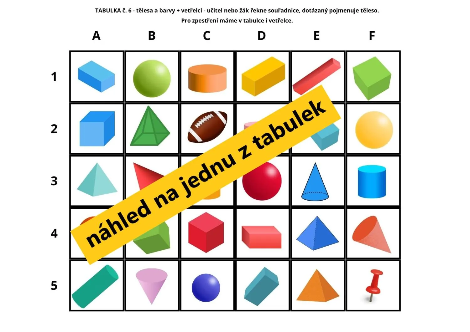ORIENTACE V TABULCE, TABULKA, SOUŘADNICE - HRY S TABULKOU – náhled 3