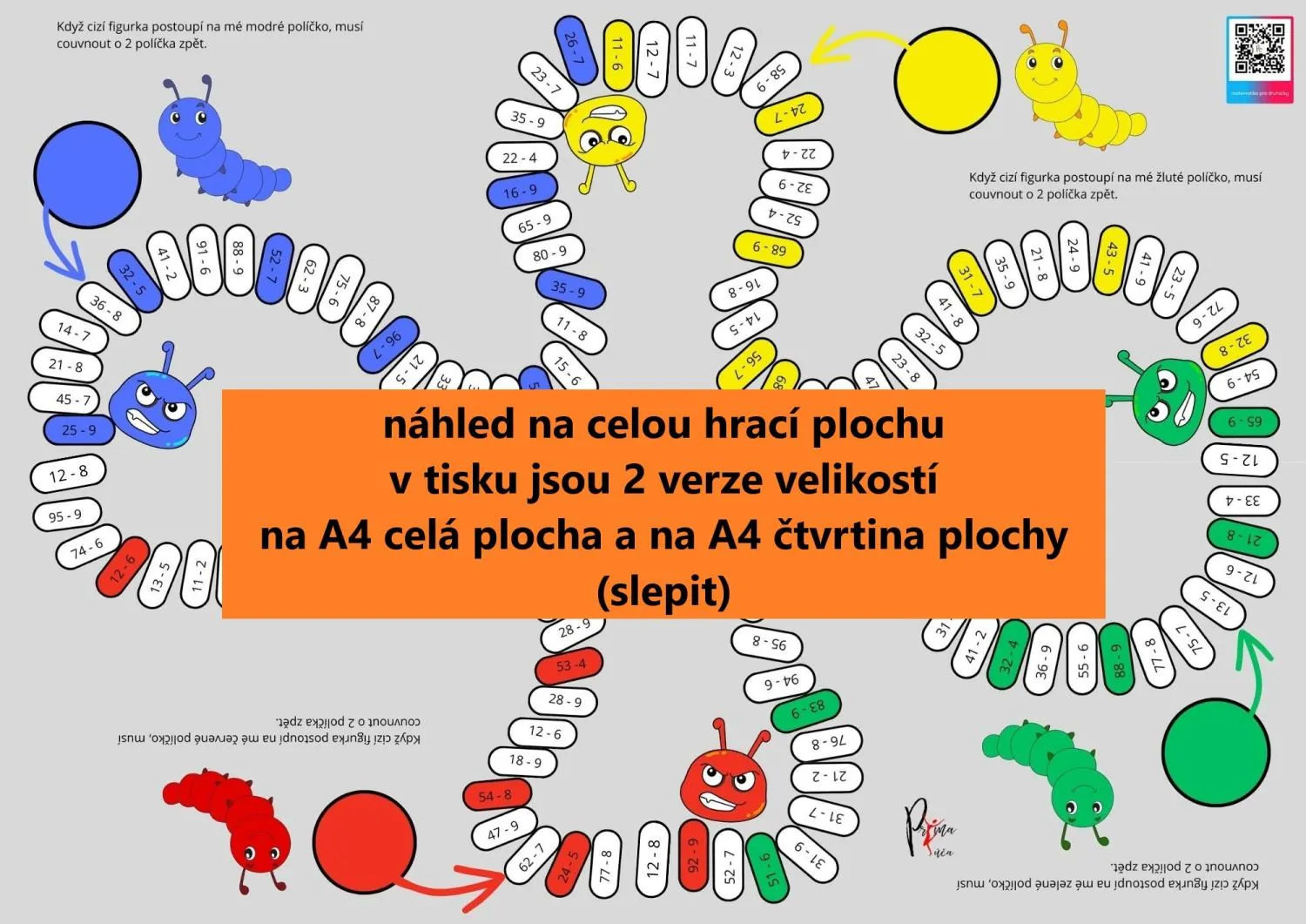 ODČÍTÁNÍ DO 100 S PŘECHODEM 10 - housenčí deskovka pro zpestření hodin Mat. – náhled 4