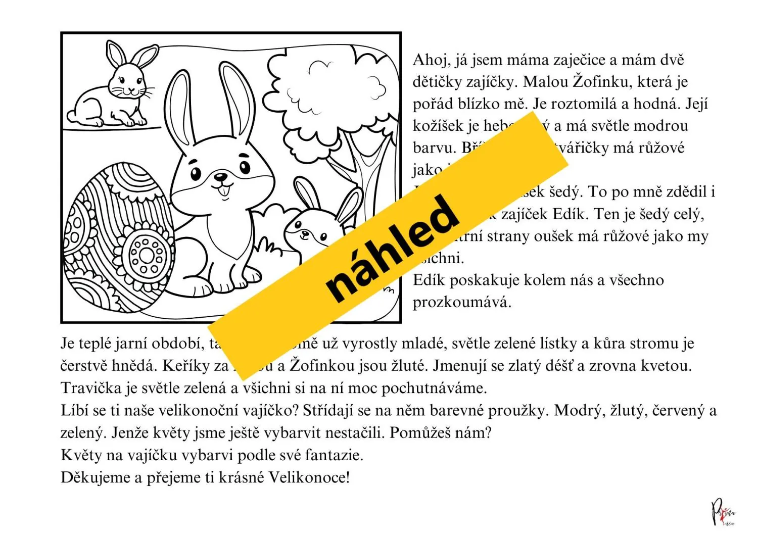 VELIKONOCE - ČTENÍ S POROZUMĚNÍM A OMALOVÁNKY - Přečti si pozorně a vybarvuj! – náhled 4