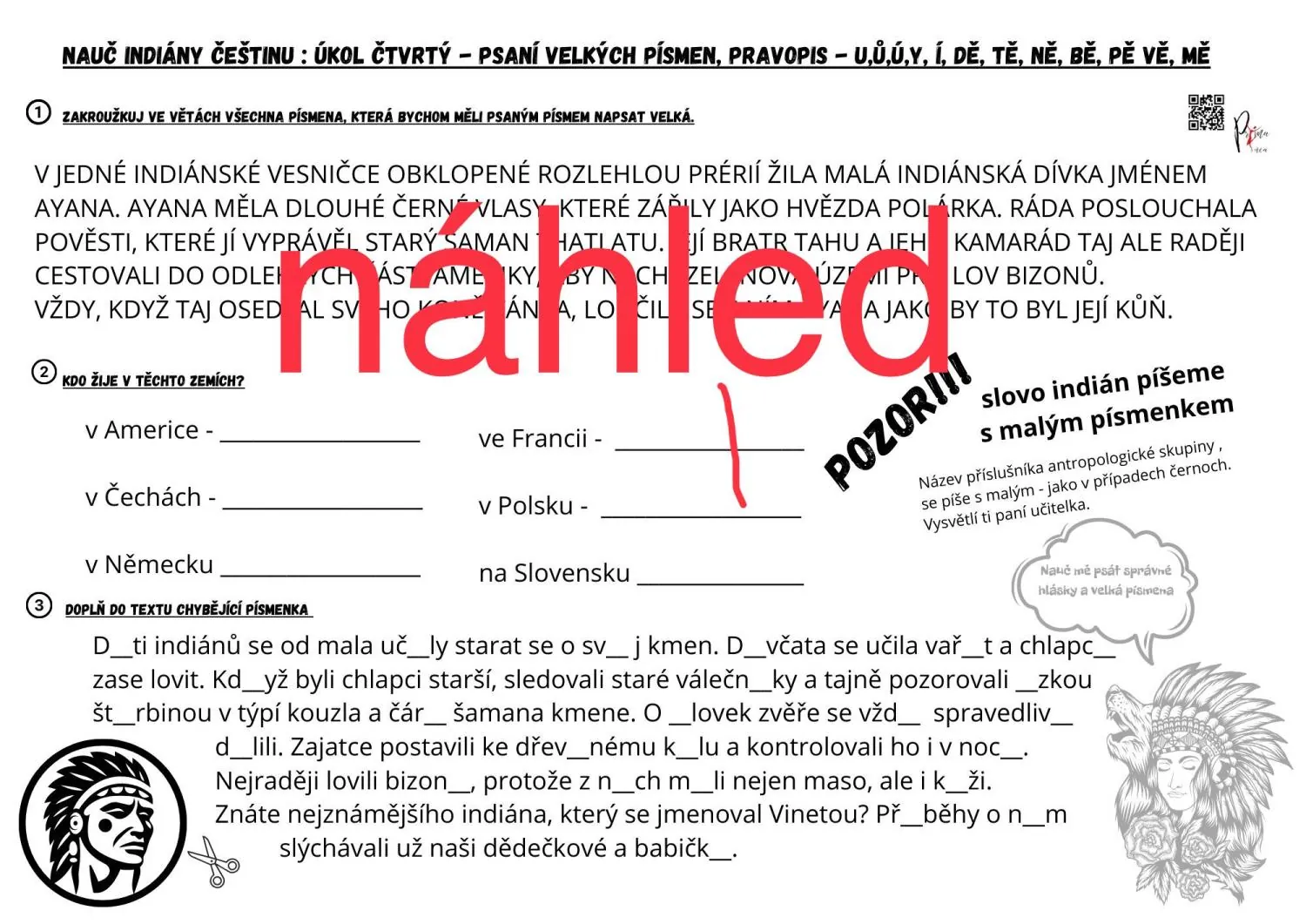ŠKOLA V PŘÍRODĚ - téma INDIÁNI - pracovní listy a LAPAČ SNŮ - 3. třída – náhled 8