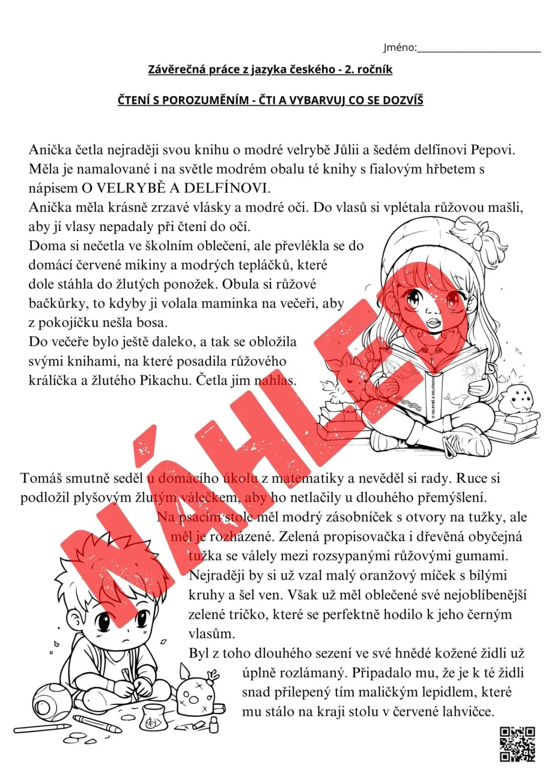 PÍSEMNÉ PRÁCE NA KONEC ŠKOLNÍHO ROKU - VARIANTY PRO DĚTI S SPU – náhled 9