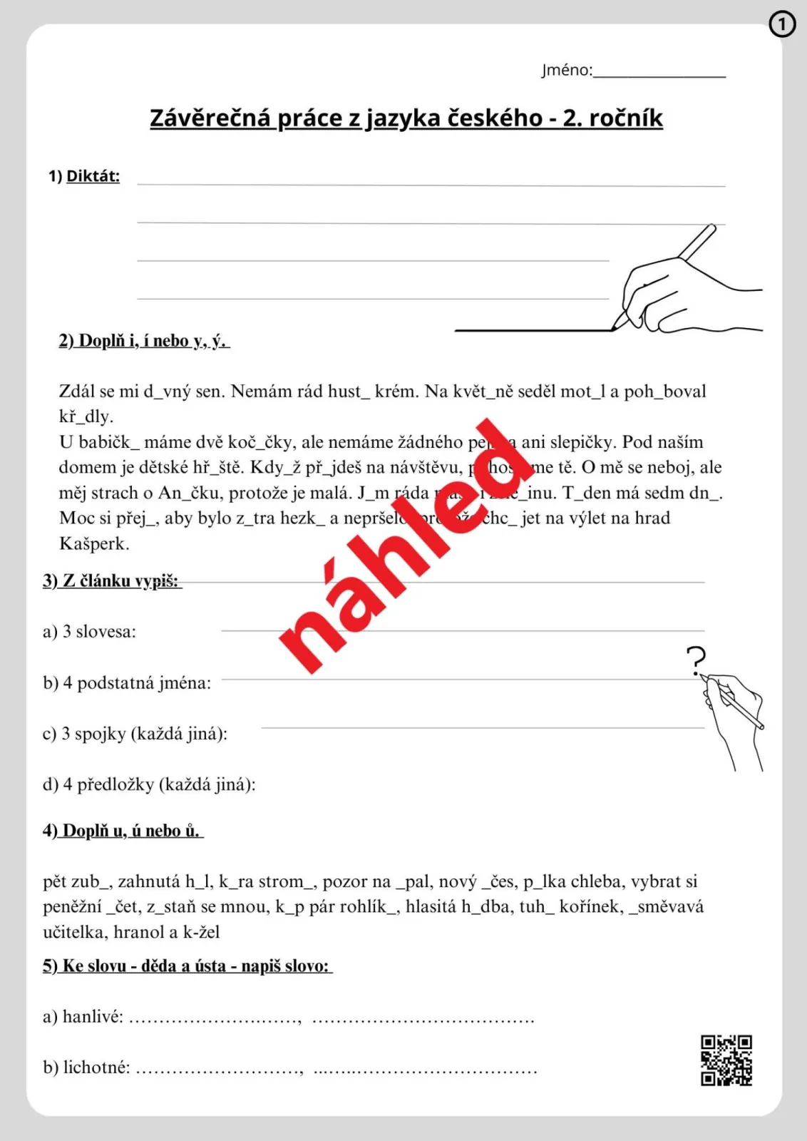 PÍSEMNÉ PRÁCE NA KONEC ŠKOLNÍHO ROKU - VARIANTY PRO DĚTI S SPU – náhled 10