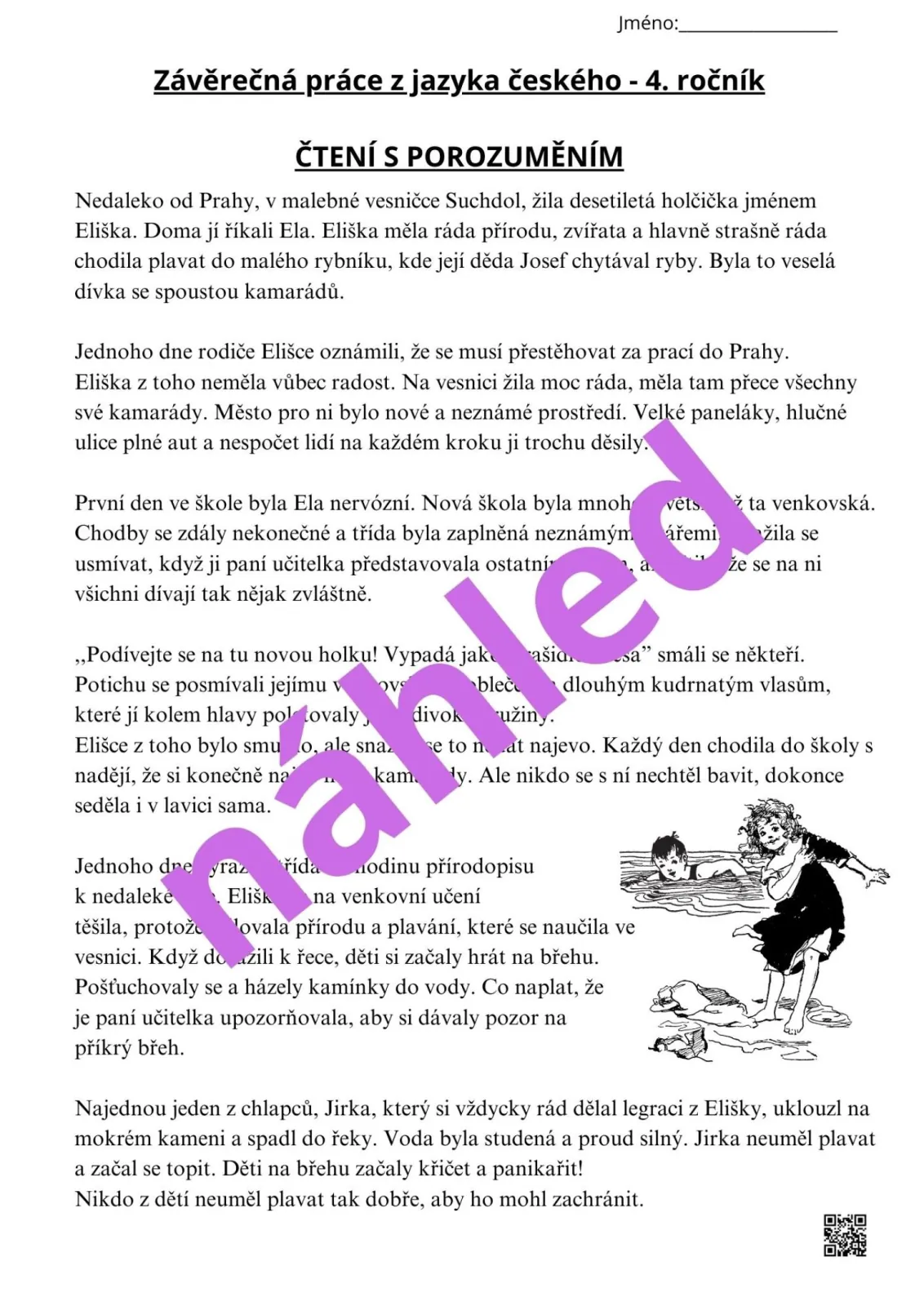 PÍSEMNÉ PRÁCE NA KONEC ŠKOLNÍHO ROKU - VARIANTY PRO DĚTI S SPU - čjl - 4. třída – náhled 7