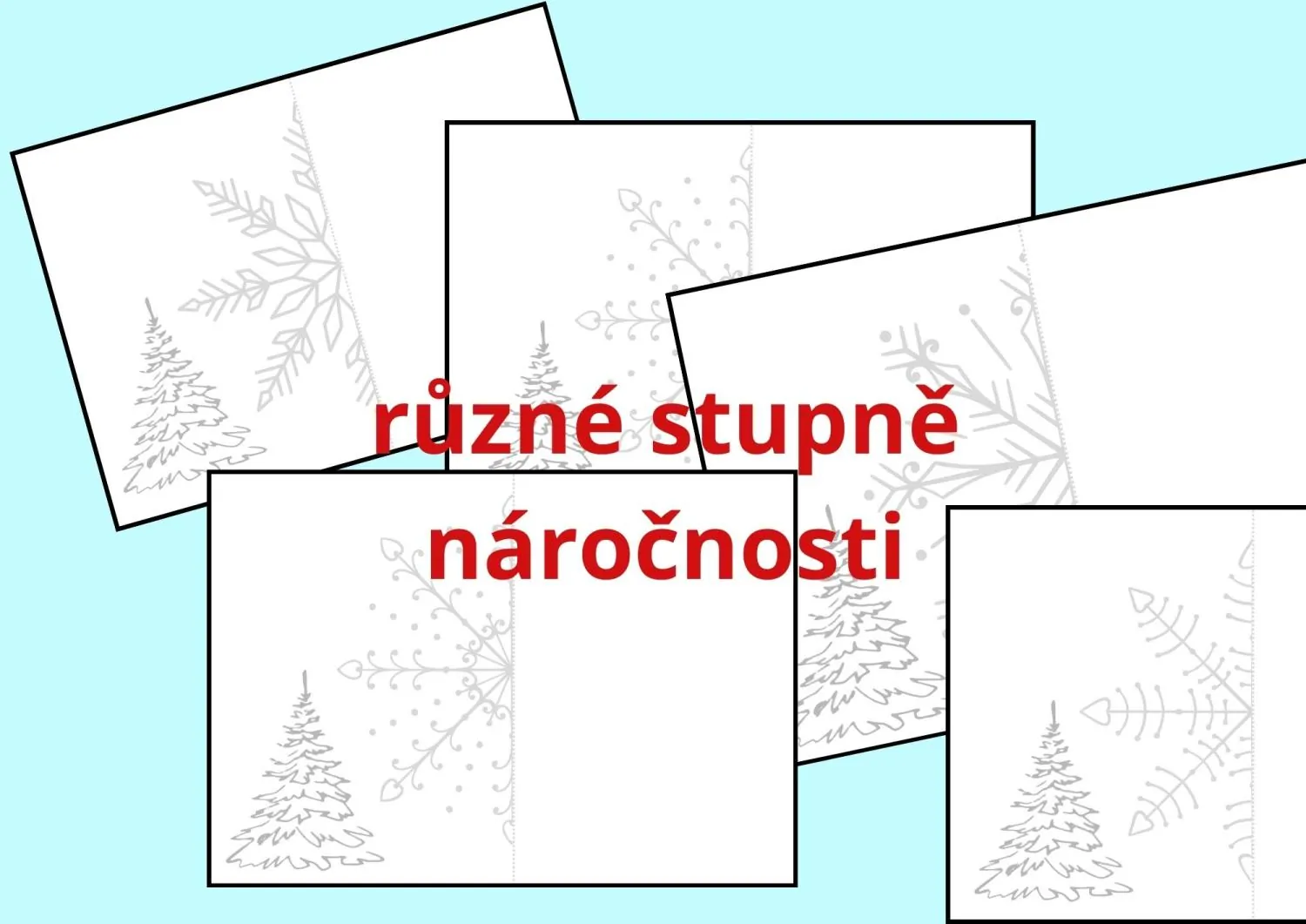 OSOVÁ SOUMĚRNOST - SNĚHOVÉ VLOČKY - obrázky k dokreslení - 12. sada – náhled 2