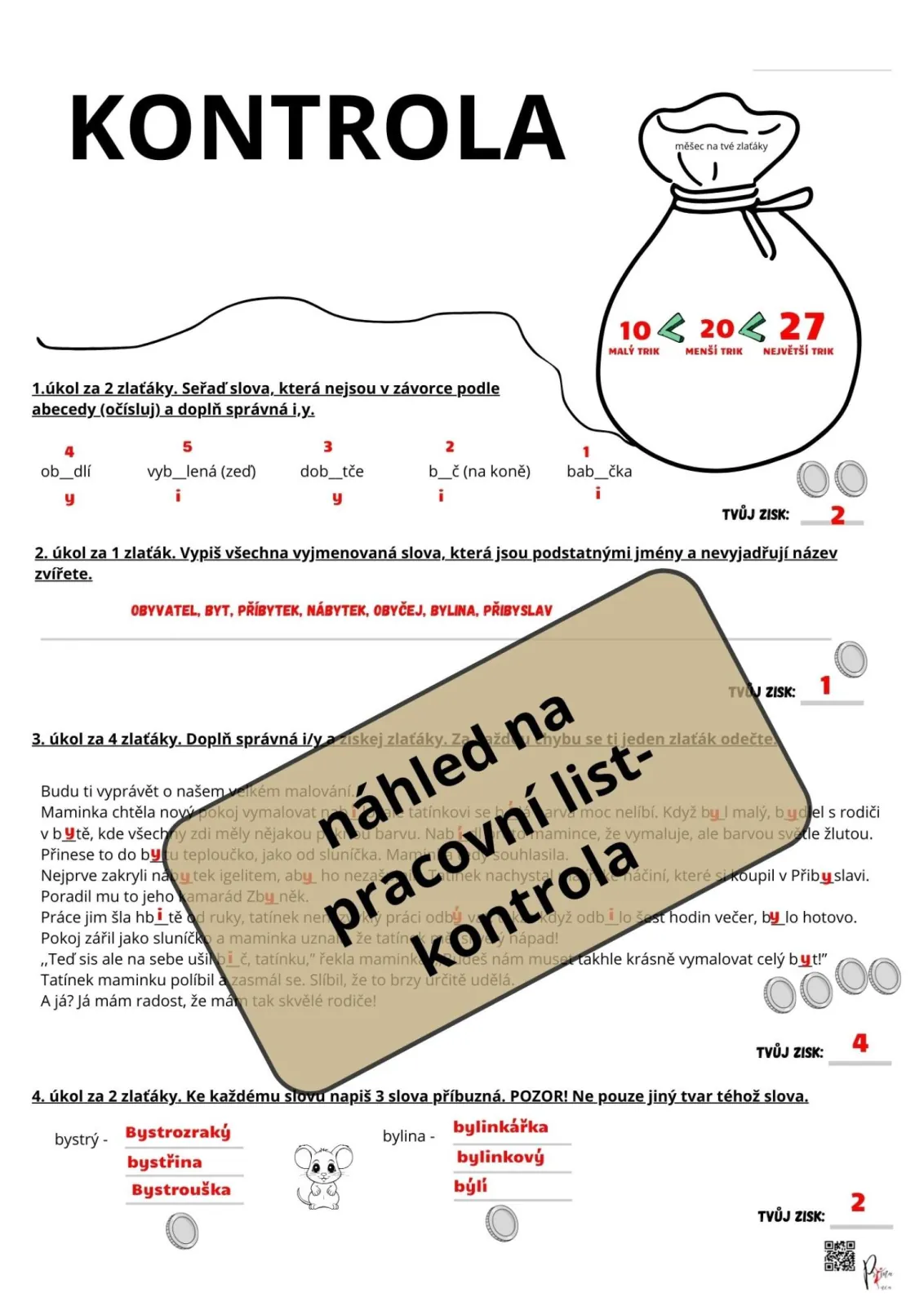 VYJMENOVANÁ SLOVA - B - PÍSEMNÁ PRÁCE BEZESTRACHU - KOUZELNICKÉ TRIKY ODMĚNOU – náhled 2