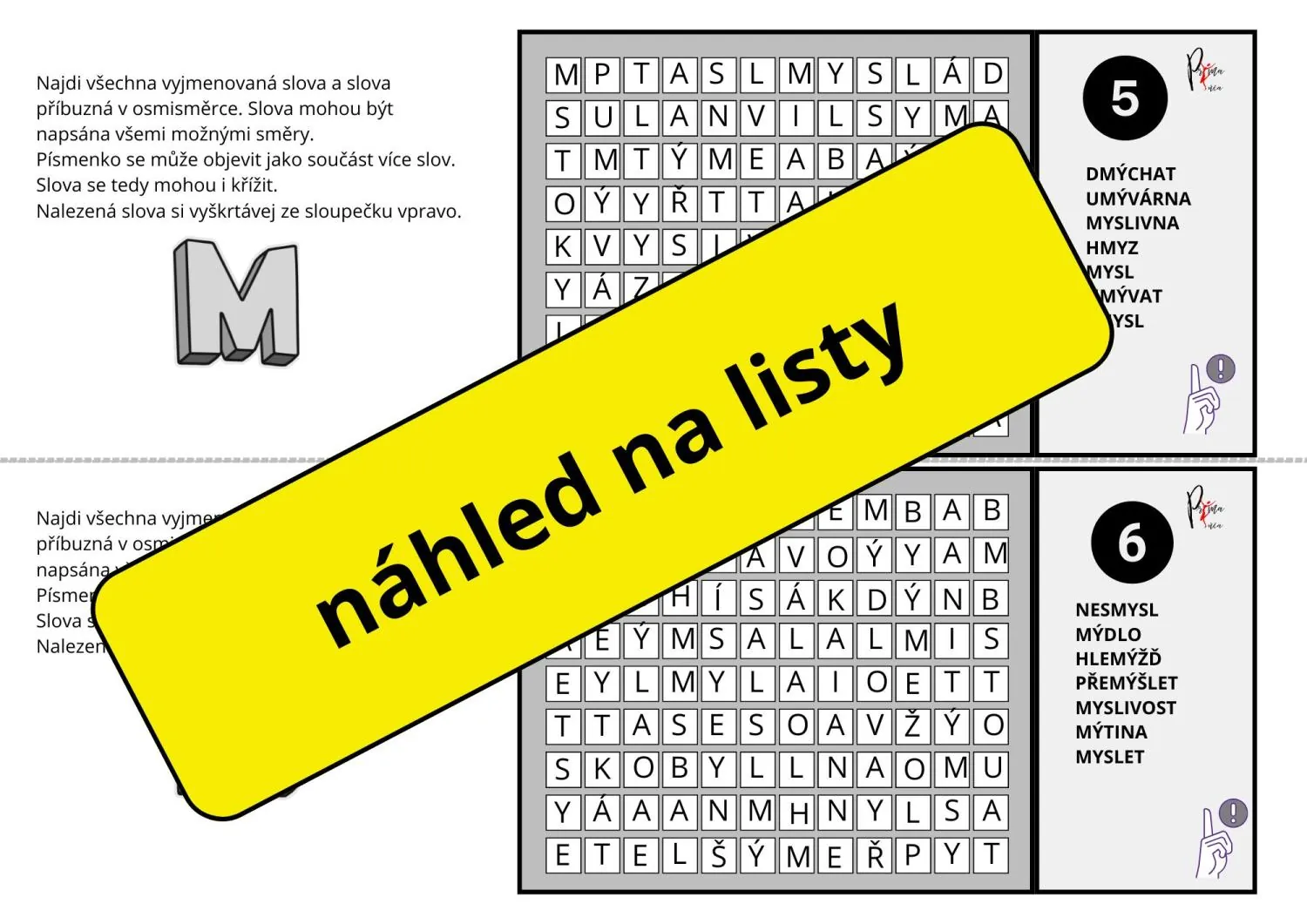 VYJMENOVANÁ SLOVA PO - M - osmisměrky, bludiště. – náhled 3