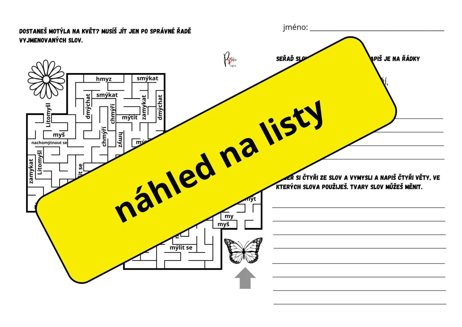 VYJMENOVANÁ SLOVA PO - M - osmisměrky, bludiště. – náhled 4
