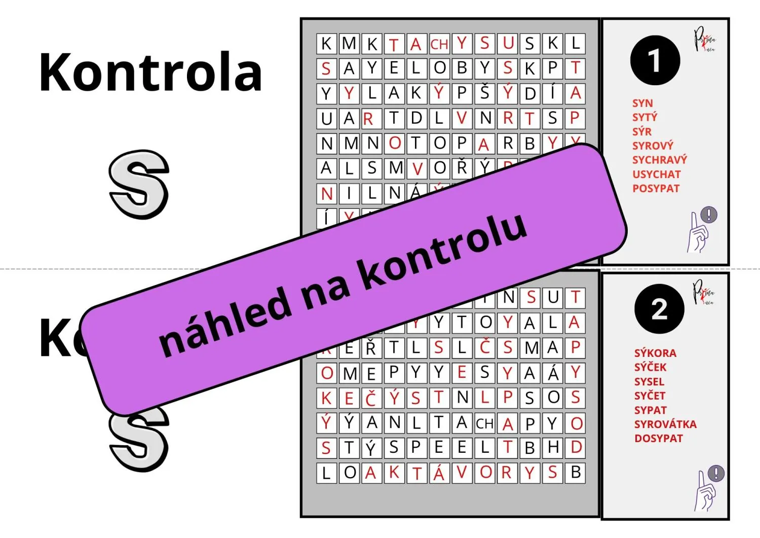 VYJMENOVANÁ SLOVA PO - S - osmisměrky, bludiště. – náhled 2