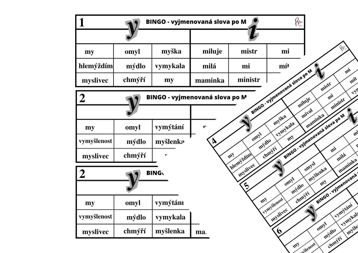 VYJMENOVANÁ SLOVA PO M - DUOBINGO - HRA K PROCVIČENÍ - 3. SADA – náhled 3