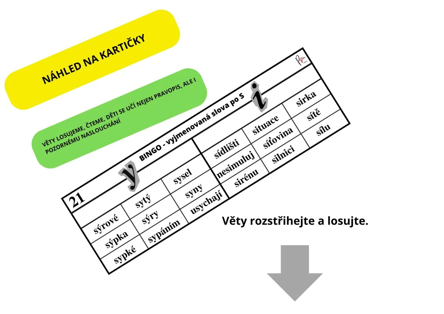 VYJMENOVANÁ SLOVA PO S - DUOBINGO - HRA K PROCVIČENÍ - 5. SADA – náhled 3