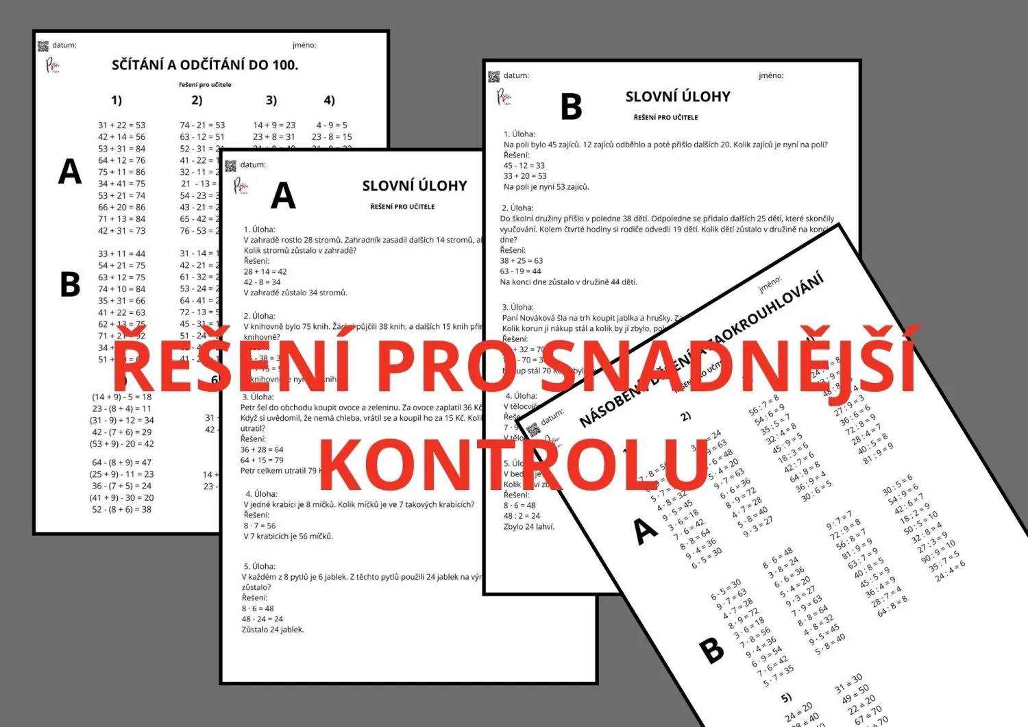 POLOLETNÍ PÍSEMNÉ PRÁCE - STRUKTUROVANÉ - aritmetika i geometrie - 3. třída – náhled 3