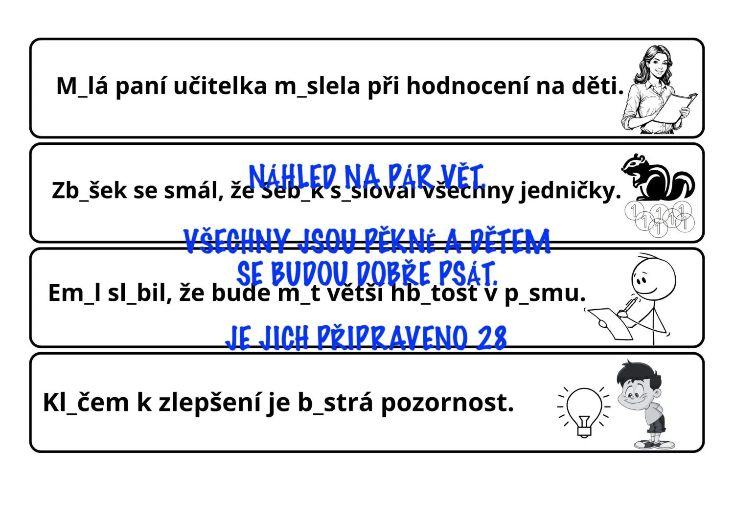 VYSVĚDČENÍ - VYJMENOVANÁ SLOVA - BĚHACÍ DIKTÁT NA TÉMA POLOLETNÍ HODNOCENÍ – náhled 2