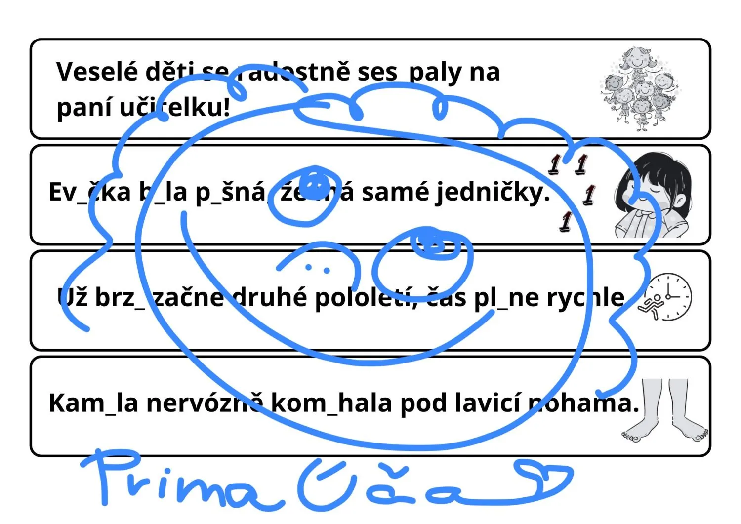 VYSVĚDČENÍ - VYJMENOVANÁ SLOVA - BĚHACÍ DIKTÁT NA TÉMA POLOLETNÍ HODNOCENÍ – náhled 3