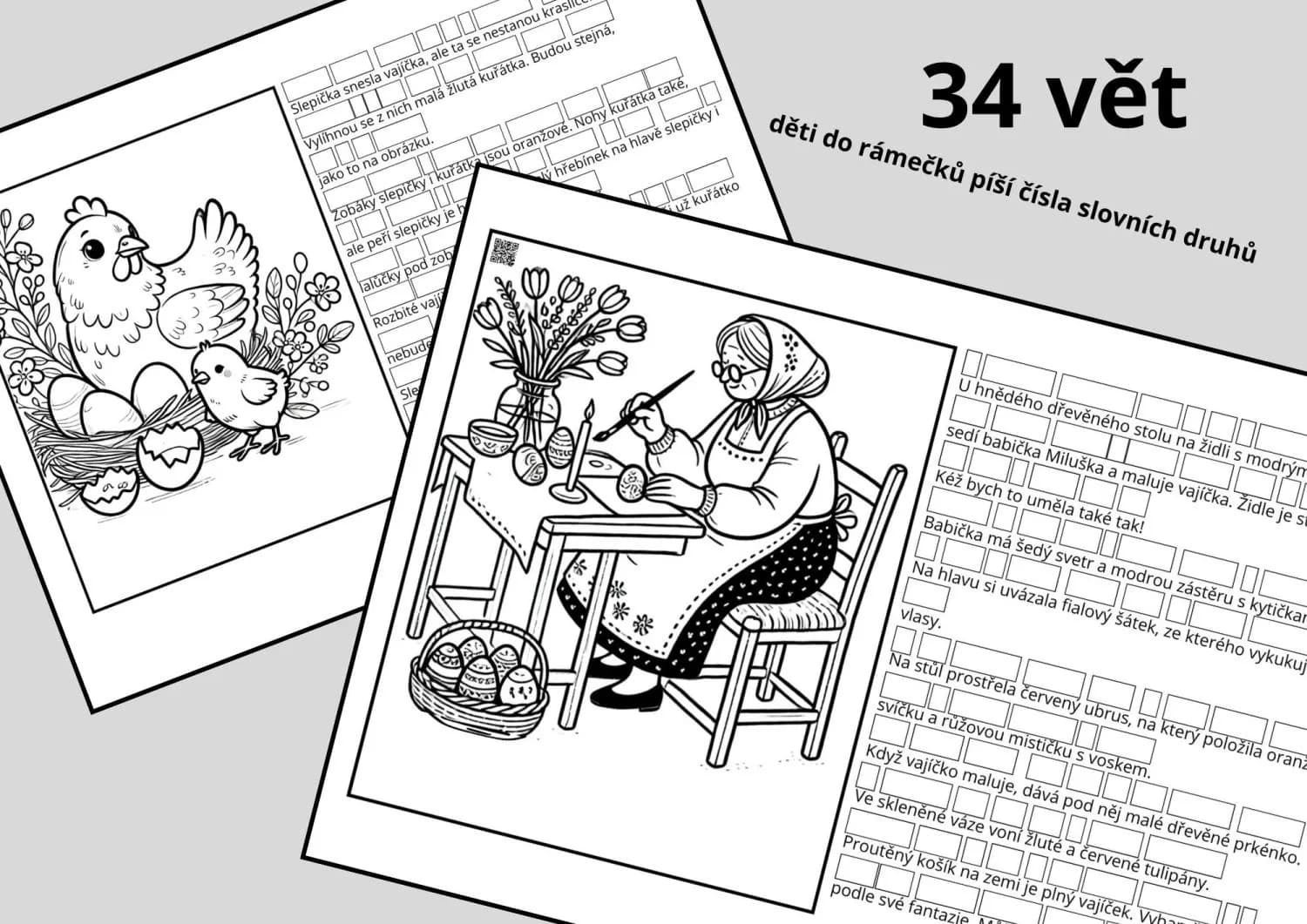 SLOVNÍ DRUHY - VELIKONOCE - ČTENÍ S POROZUMĚNÍM A VYBARVOVÁNÍ – náhled 3