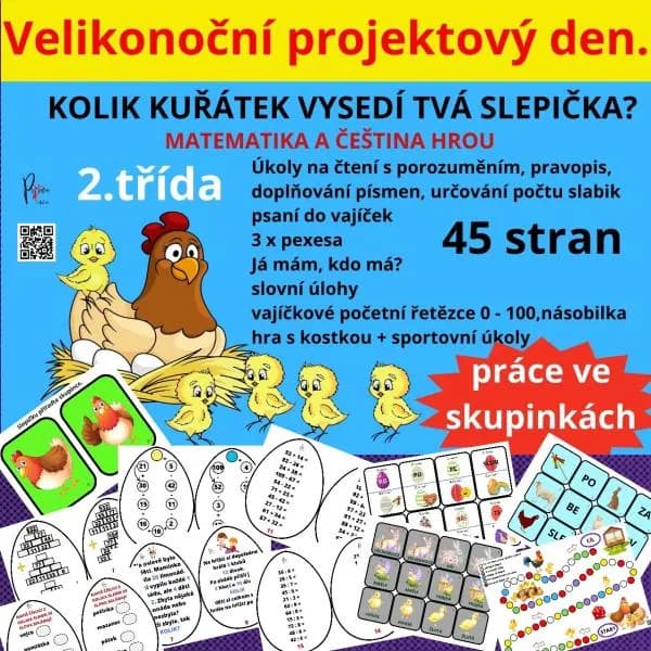 Centra aktivit na Velikonoce - MATEMATIKA A ČEŠTINA HROU - skupinky