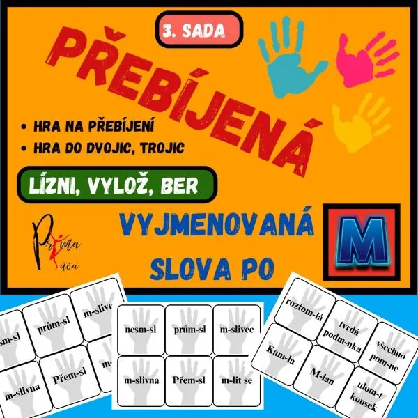 VYJMENOVANÁ SLOVA PO M- HRA DO DVOJIC, TROJIC - PŘEBÍJENÁ