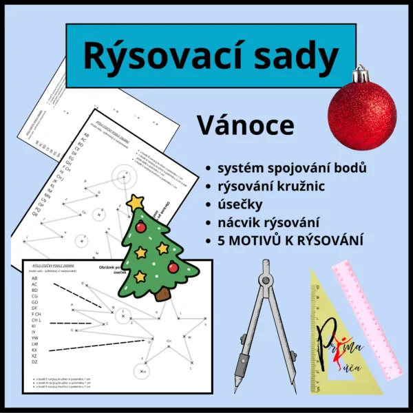 VÁNOCE - RÝSOVACÍ SADA - rýsuj s radostí téma Vánoc